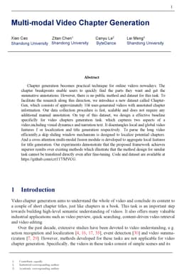 Multi-modal Video Chapter Generation