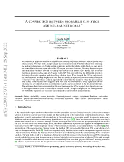 A connection between probability, physics and neural networks