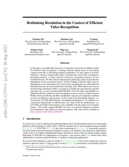 Rethinking Resolution in the Context of Efficient Video Recognition