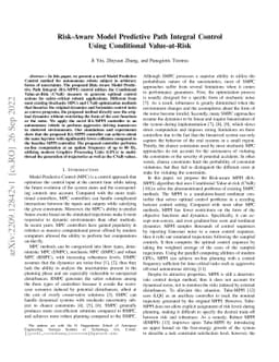 Risk-Aware Model Predictive Path Integral Control Using Conditional
  Value-at-Risk