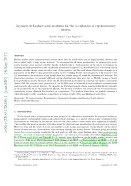 Asymmetric Laplace scale mixtures for the distribution of cryptocurrency
  returns