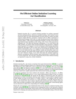 On Efficient Online Imitation Learning via Classification