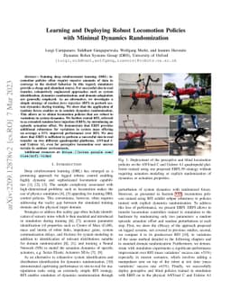 Learning and Deploying Robust Locomotion Policies with Minimal Dynamics
  Randomization