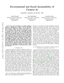 Environmental and Social Sustainability of Creative-Ai