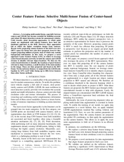 Center Feature Fusion: Selective Multi-Sensor Fusion of Center-based
  Objects