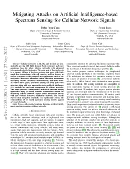 Mitigating Attacks on Artificial Intelligence-based Spectrum Sensing for
  Cellular Network Signals