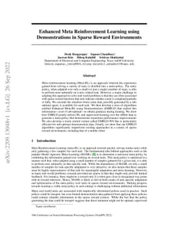 Enhanced Meta Reinforcement Learning using Demonstrations in Sparse
  Reward Environments