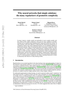 Why neural networks find simple solutions: the many regularizers of
  geometric complexity