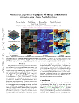 Simultaneous Acquisition of High Quality RGB Image and Polarization
  Information using a Sparse Polarization Sensor