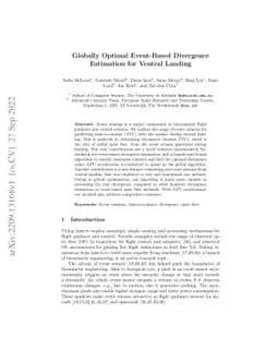 Globally Optimal Event-Based Divergence Estimation for Ventral Landing