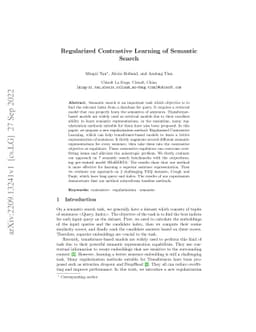 Regularized Contrastive Learning of Semantic Search