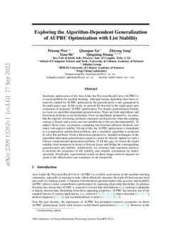 Exploring the Algorithm-Dependent Generalization of AUPRC Optimization
  with List Stability