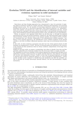 Evolution TANN and the identification of internal variables and
  evolution equations in solid mechanics