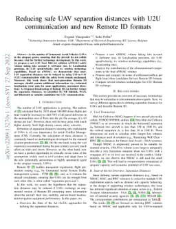 Reducing safe UAV separation distances with U2U communication and new
  Remote ID formats