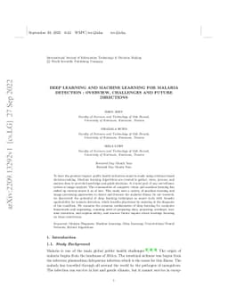 Deep learning and machine learning for Malaria detection: overview,
  challenges and future directions