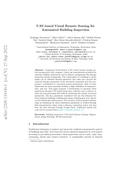 UAV-based Visual Remote Sensing for Automated Building Inspection