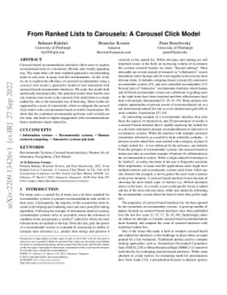 From Ranked Lists to Carousels: A Carousel Click Model