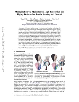 Manipulation via Membranes: High-Resolution and Highly Deformable
  Tactile Sensing and Control