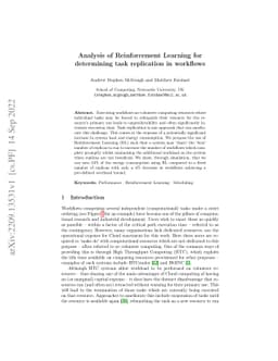 Analysis of Reinforcement Learning for determining task replication in
  workflows