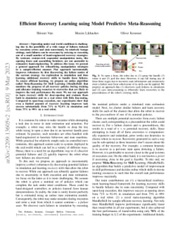Efficient Recovery Learning using Model Predictive Meta-Reasoning