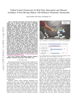 Unified Control Framework for Real-Time Interception and Obstacle
  Avoidance of Fast-Moving Objects with Diffusion Variational Autoencoder