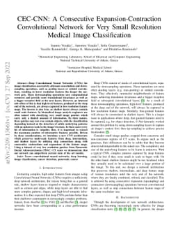 CEC-CNN: A Consecutive Expansion-Contraction Convolutional Network for
  Very Small Resolution Medical Image Classification