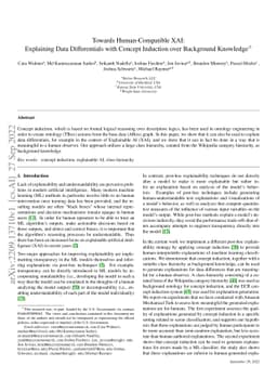 Towards Human-Compatible XAI: Explaining Data Differentials with Concept
  Induction over Background Knowledge