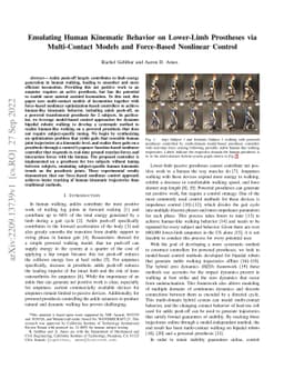 Emulating Human Kinematic Behavior on Lower-Limb Prostheses via
  Multi-Contact Models and Force-Based Nonlinear Control