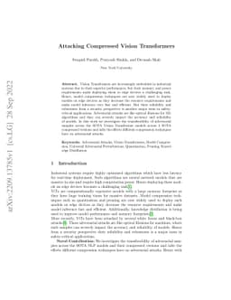 Attacking Compressed Vision Transformers