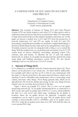 A Unified View of IoT And CPS Security and Privacy