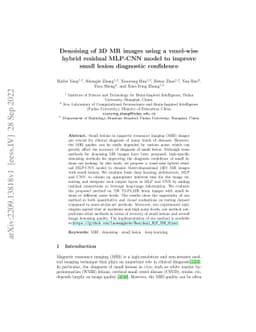 Denoising of 3D MR images using a voxel-wise hybrid residual MLP-CNN
  model to improve small lesion diagnostic confidence