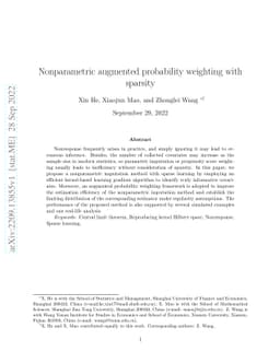 Nonparametric augmented probability weighting with sparsity