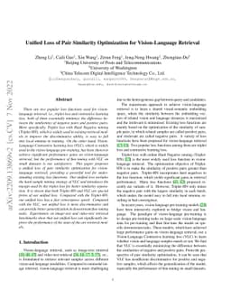 Unified Loss of Pair Similarity Optimization for Vision-Language
  Retrieval