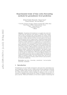 Experimental study of time series forecasting methods for groundwater
  level prediction