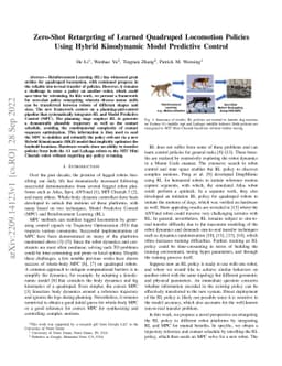 Zero-Shot Retargeting of Learned Quadruped Locomotion Policies Using
  Hybrid Kinodynamic Model Predictive Control