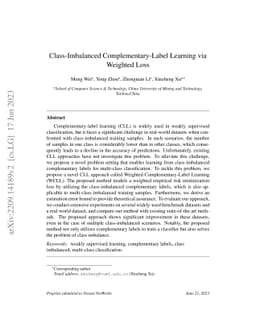 Class-Imbalanced Complementary-Label Learning via Weighted Loss