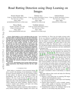 Road Rutting Detection using Deep Learning on Images