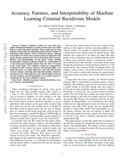 Accuracy, Fairness, and Interpretability of Machine Learning Criminal
  Recidivism Models