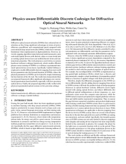 Physics-aware Differentiable Discrete Codesign for Diffractive Optical
  Neural Networks