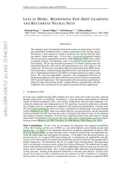 Less is More: Rethinking Few-Shot Learning and Recurrent Neural Nets