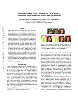 Semantics-Guided Object Removal for Facial Images: with Broad
  Applicability and Robust Style Preservation
