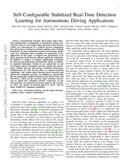 Self-Configurable Stabilized Real-Time Detection Learning for Autonomous
  Driving Applications