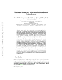 Motion and Appearance Adaptation for Cross-Domain Motion Transfer