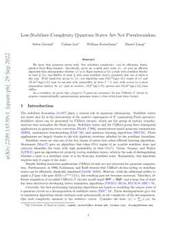 Low-Stabilizer-Complexity Quantum States Are Not Pseudorandom