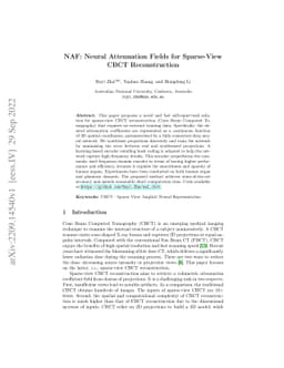 NAF: Neural Attenuation Fields for Sparse-View CBCT Reconstruction