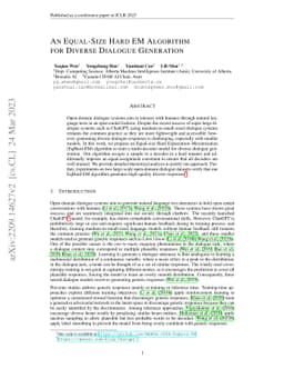 An Equal-Size Hard EM Algorithm for Diverse Dialogue Generation