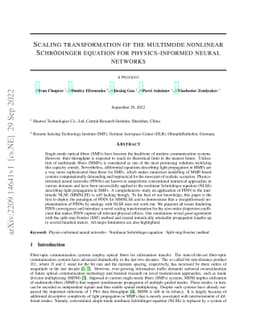 Scaling transformation of the multimode nonlinear Schrödinger equation
  for physics-informed neural networks