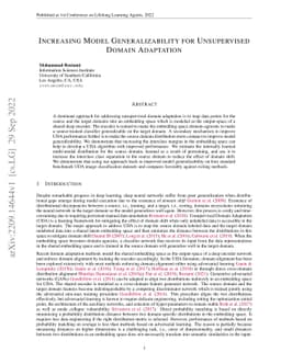Increasing Model Generalizability for Unsupervised Domain Adaptation