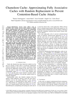 Chameleon Cache: Approximating Fully Associative Caches with Random
  Replacement to Prevent Contention-Based Cache Attacks