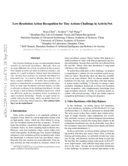 Low-Resolution Action Recognition for Tiny Actions Challenge